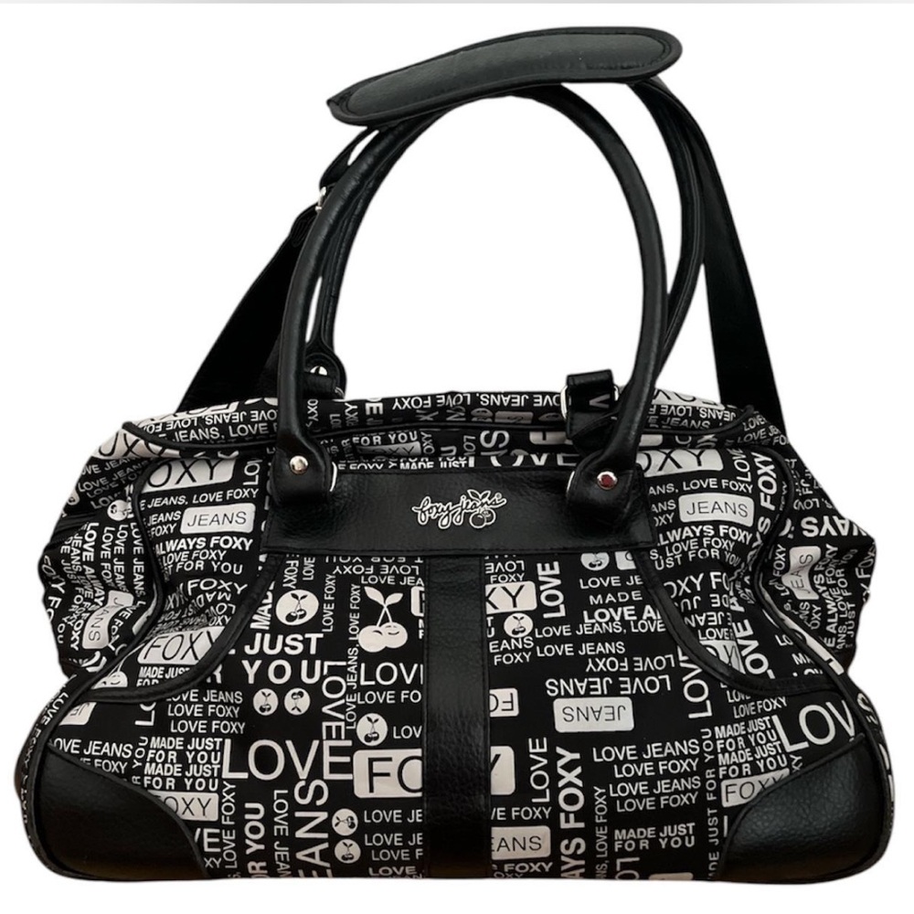 SOLD foxy jeans Black and red cherry spacious handbag